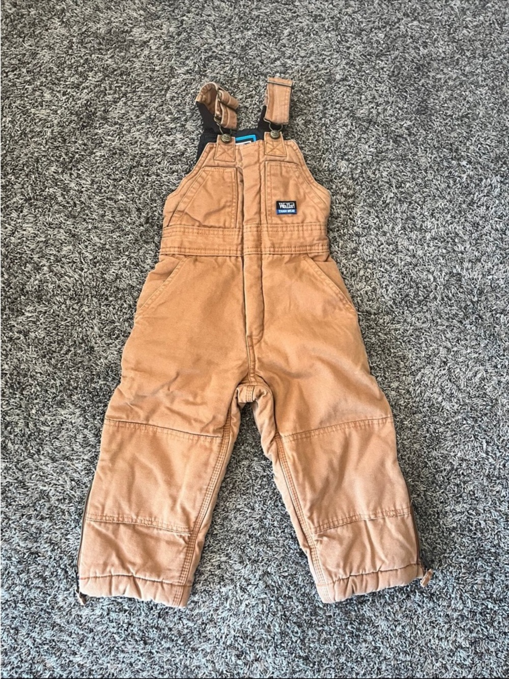 Walls Tough Wear Kids Insulated Duck Canvas Overalls Bibs Brown Size 4/5